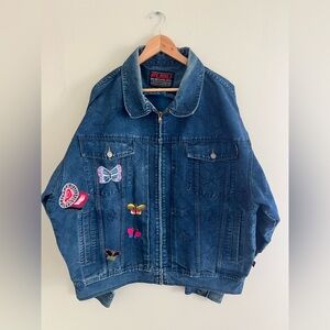 Vintage Y2K FUBU Butterfly Embroidered Denim Jacket Oversized XXL
